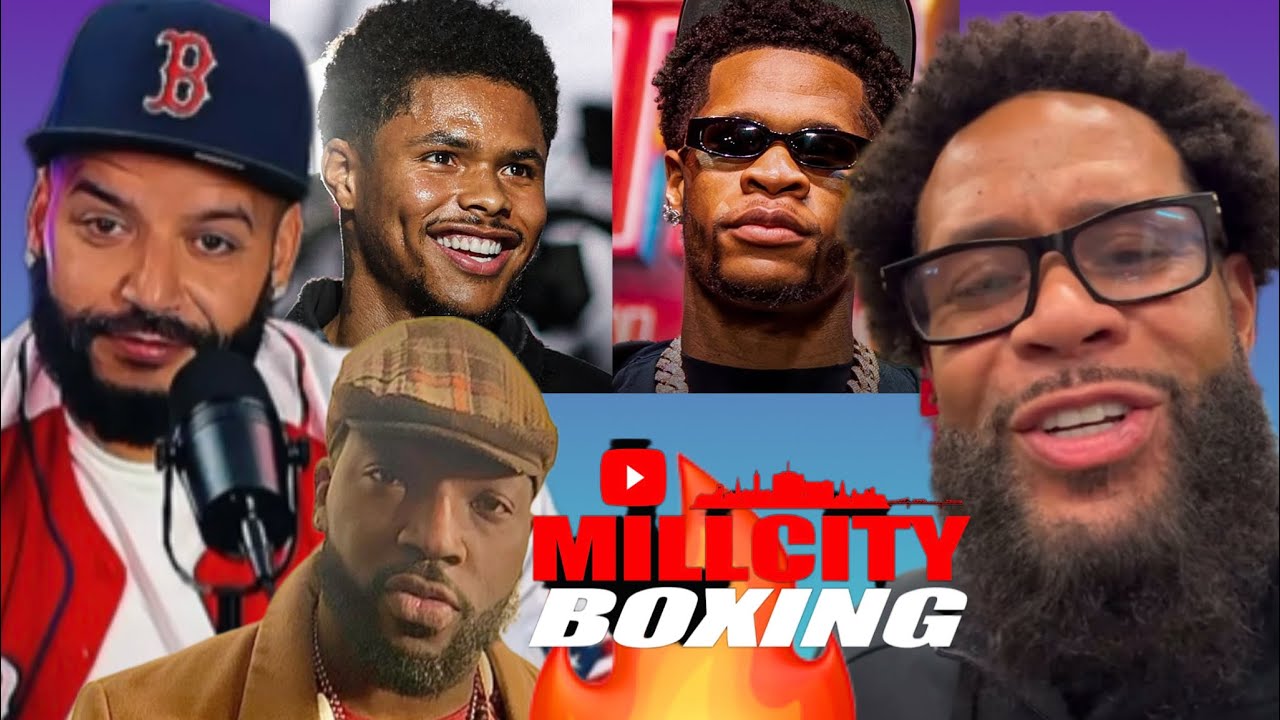 Mill City Boxing thumbnail collage: the host, Shakur Stevenson, Devin Haney, Bill Haney and Coach Dorset around the Mill City Boxing logo