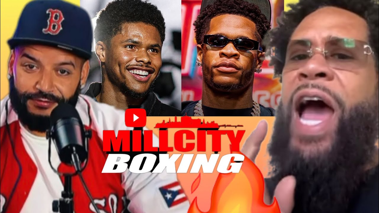 Mill City Boxing thumbnail: the Mill City host, Shakur Stevenson and Devin Haney, with Bill Haney talking on the right