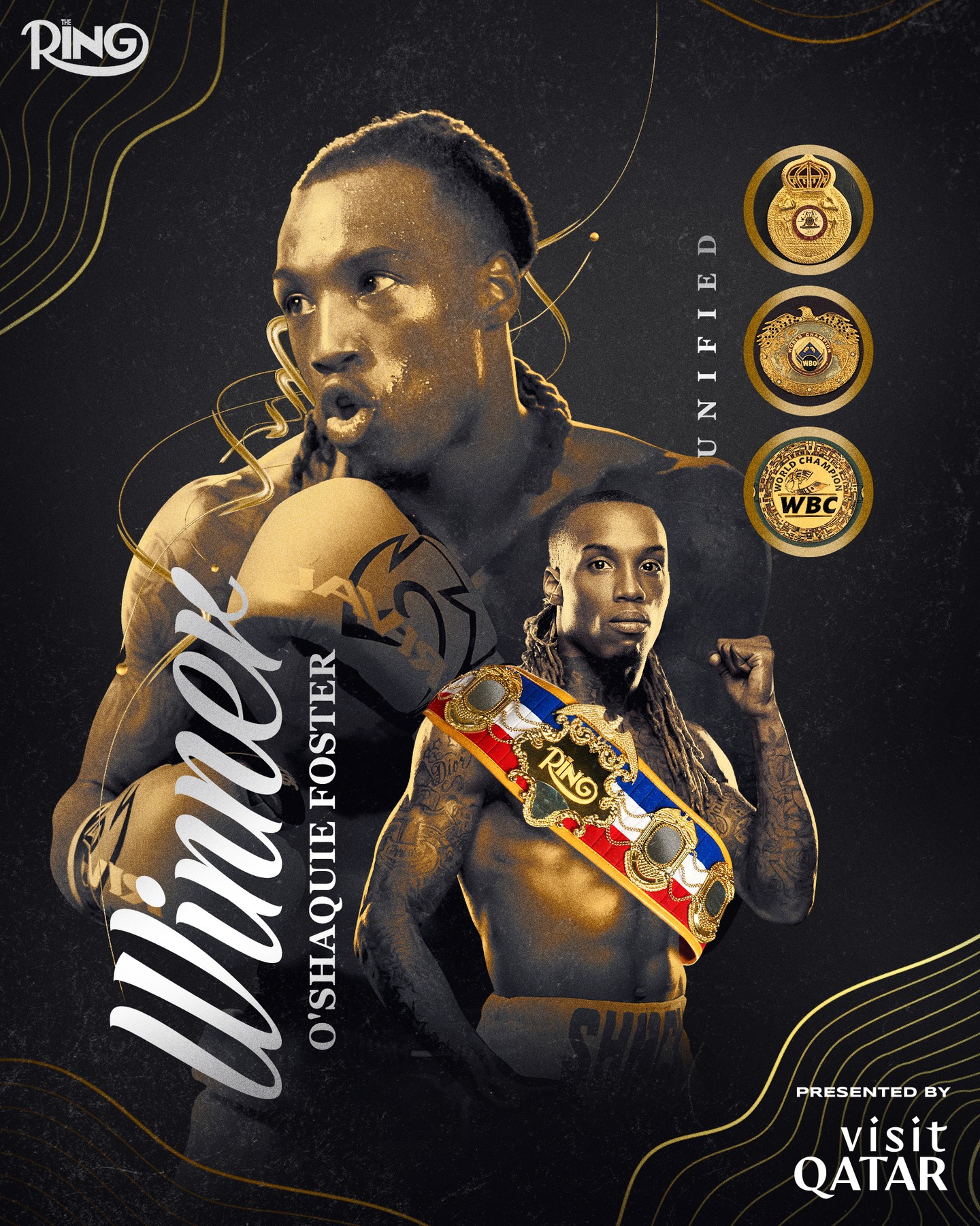 Ring Magazine graphic: O'Shaquie Foster, and still / and new — winner by unanimous decision over Emanuel Navarrete