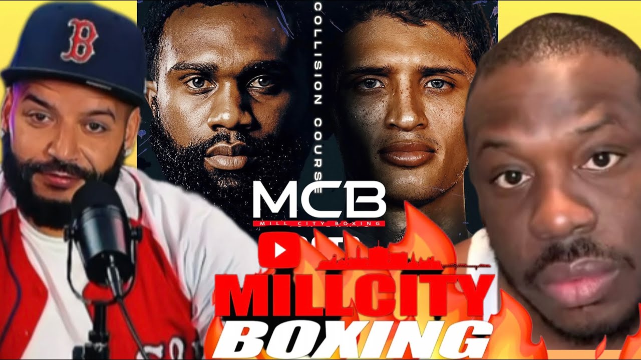 Mill City Boxing thumbnail: Jaron 'Boots' Ennis face to face with Sebastian Fundora under 'Collision Course' with the Mill City Boxing logo