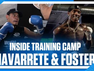 Emanuel Navarrete and O'Shaquie Foster training in a Top Rank graphic for their inside training camp feature