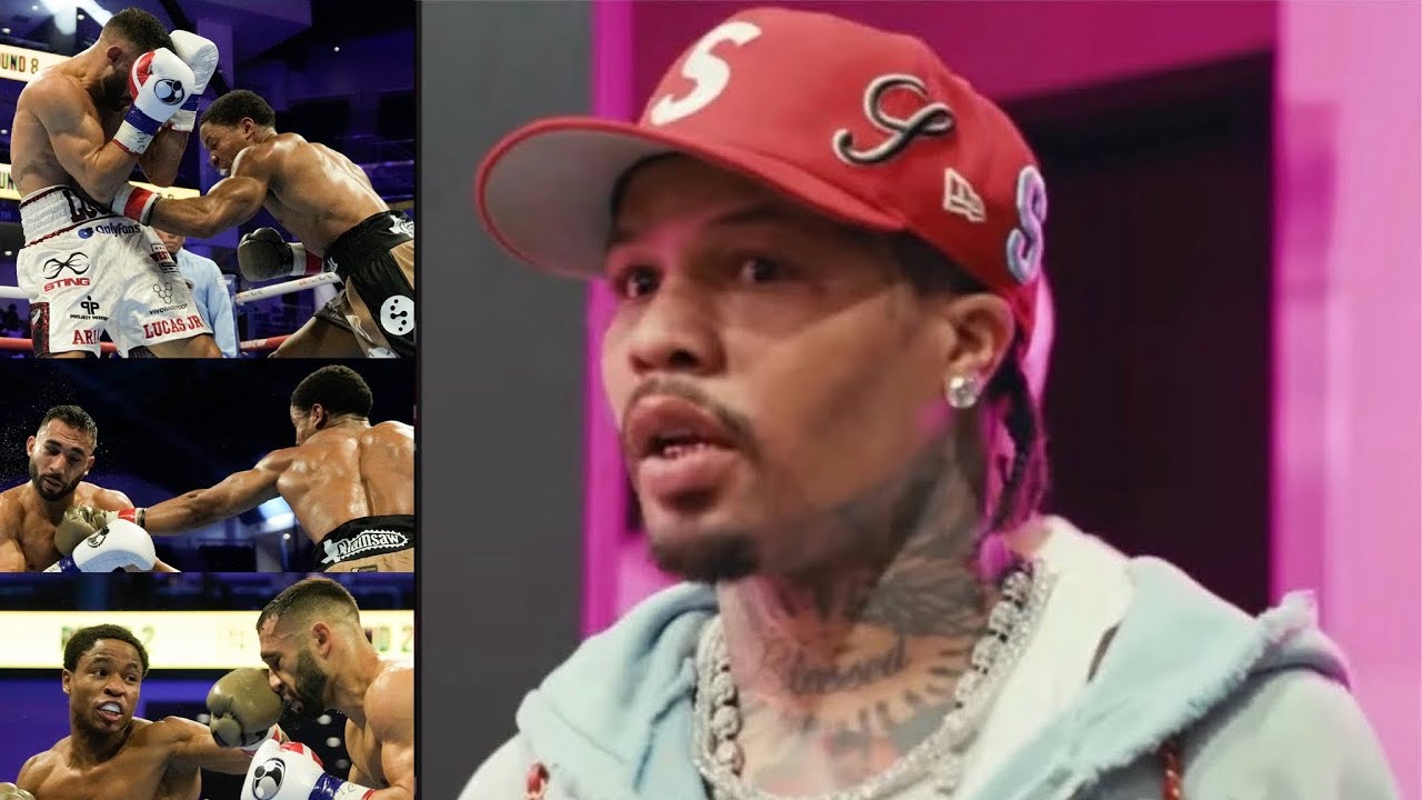 Gervonta Davis reacting to Floyd Schofield's WBA lightweight title win over Lucas Bahdi